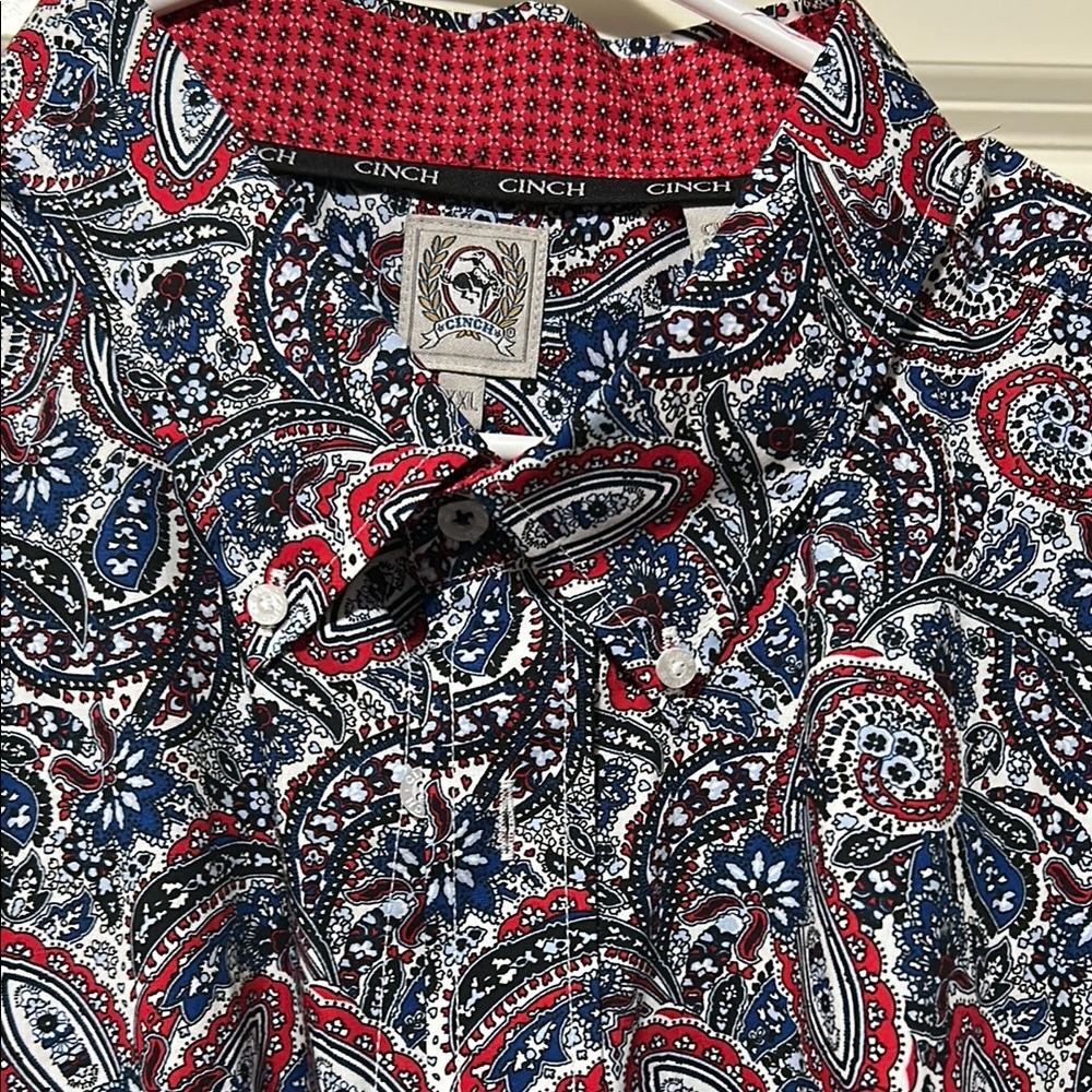 Cinch Men's Paisley Shirt - Red, Blue, Black